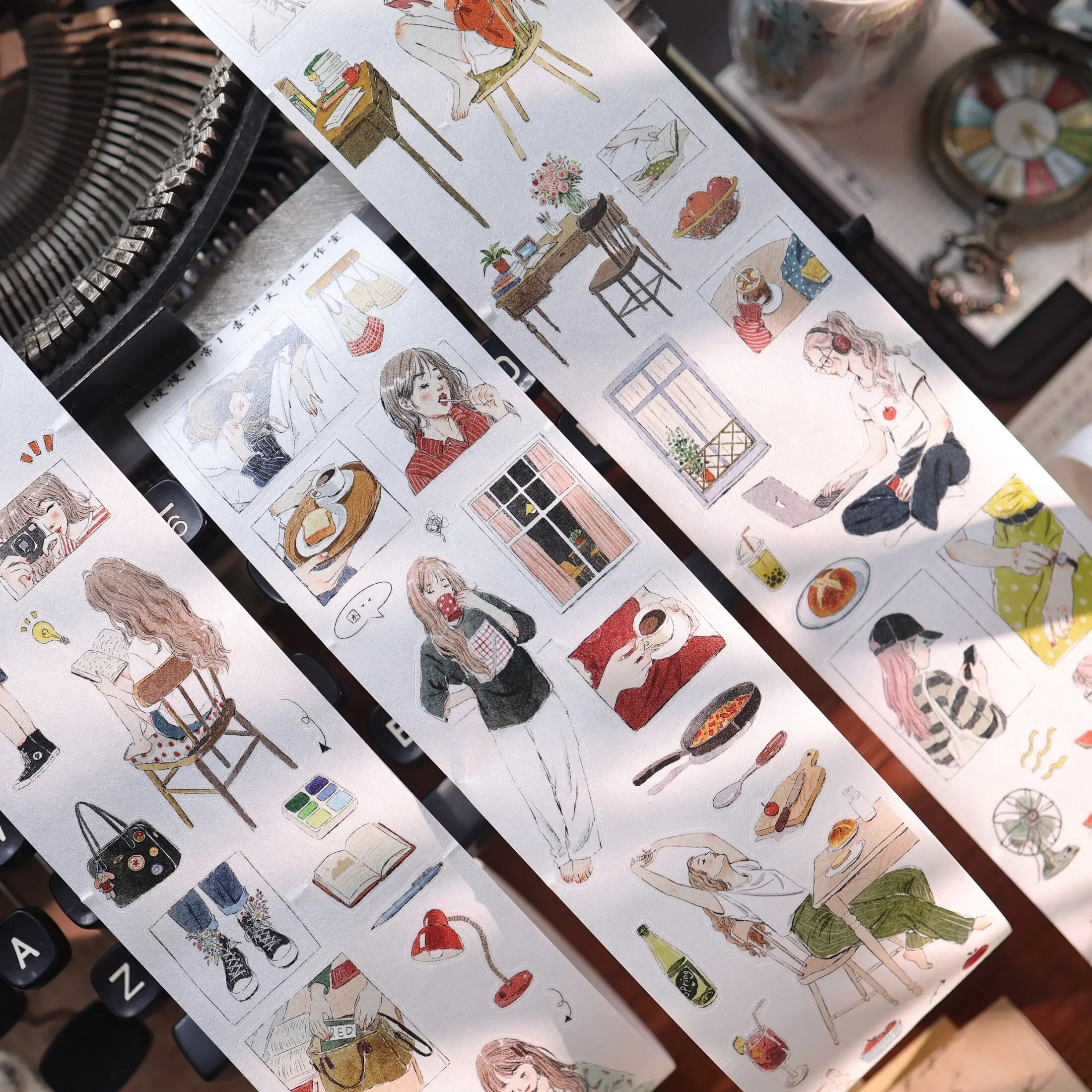 Slow Daily Life Light Vintage Salt Style PET Washi Die Cut Sticker Tape for Journal Scrapbooking DIY Craft