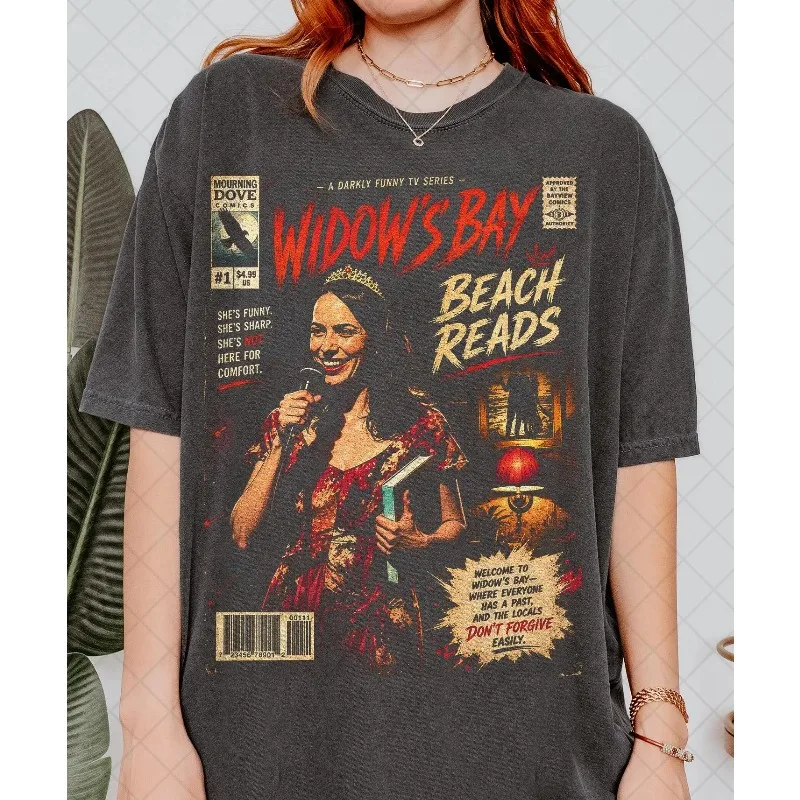Widow Bay Beach Reading Theme T-shirt, Horror TV Drama Theme Women's T-shirt Summer New Unisex High Street T-shirt
