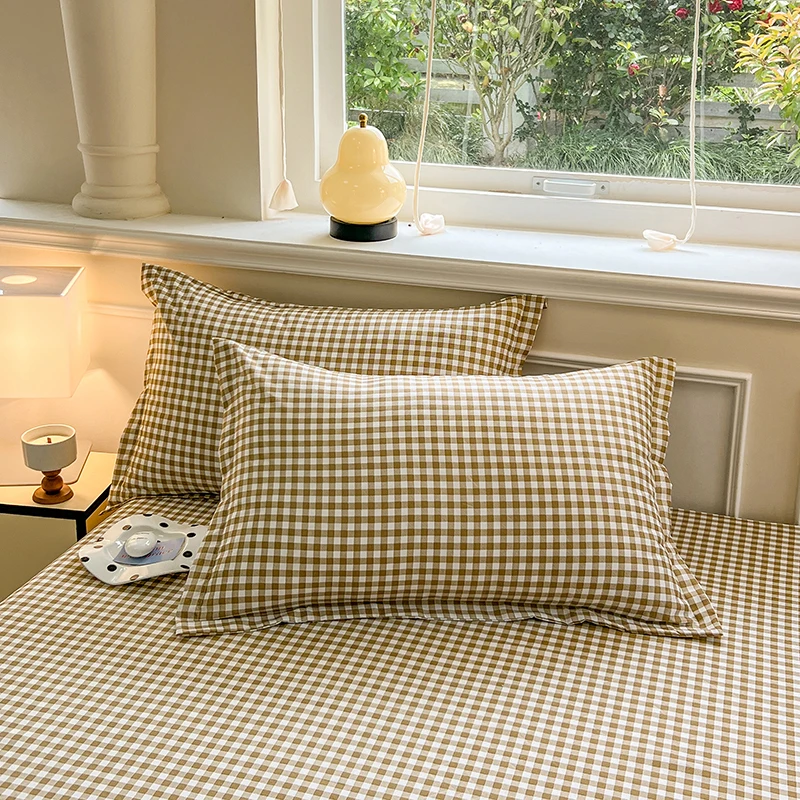 Plaid Style Pillowcase 2pcs /1pc Pillows Cover Rectangle Pillowslip Funda Almohada 48x74cm Cushion Covers Breathable Pillow Case