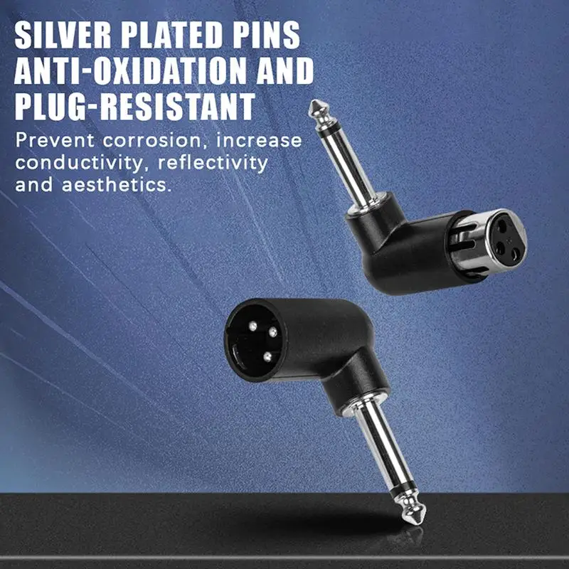 Picture 4: の＃ XLR To 6.35mm Audio Adapter Right Angle Plug Professional Converter For Wireless Microphone Guitar Mixer Sound System Use