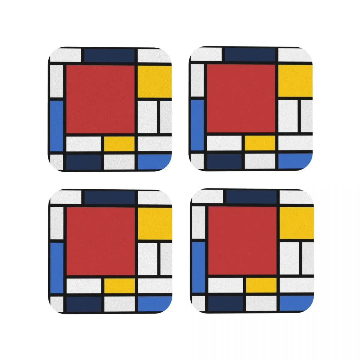 Mondrian Coasters Kitchen Placemats Non-slip Insulation Cup Coffee Mats For Decor Home Tableware Pads Set of 4