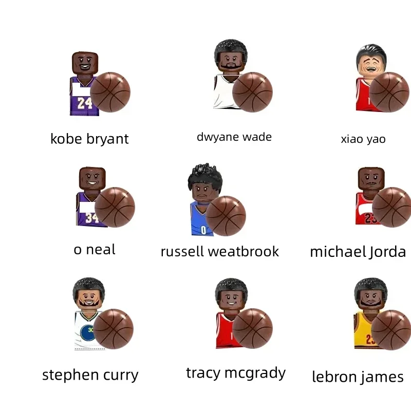 8/9-teilige Sets Berühmte Basketball- und Fußballspieler Bausteine Sets Fußball-Actionfiguren Bausteine Spielzeug Weihnachtsgeschenke