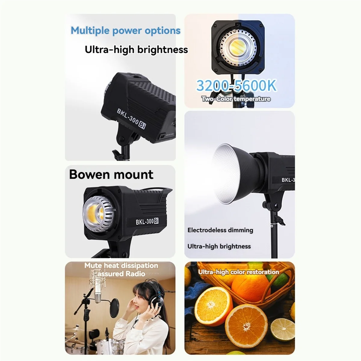 Get! 300W Bi LED Video Light, Continuous LED Lighting with 2.4G Wireless Remote for Portrait, Outdoor Photographic US Plug