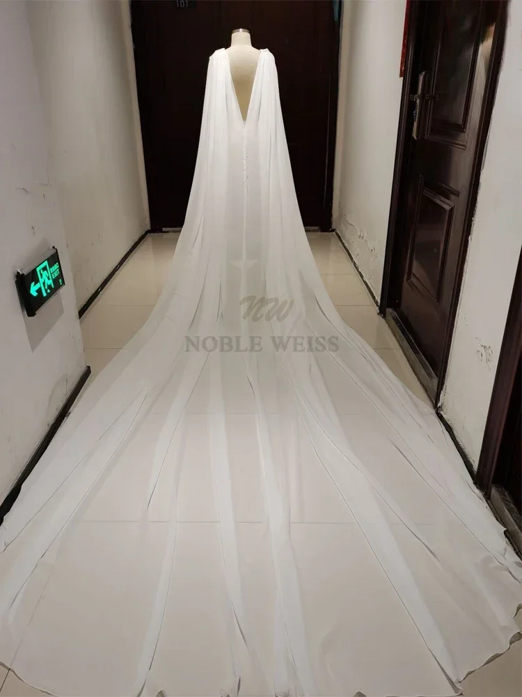 Long train Chiffon Wedding Dress Cape Long Wedding Jacket Bolero Shoulder Cape Bridal Wrap