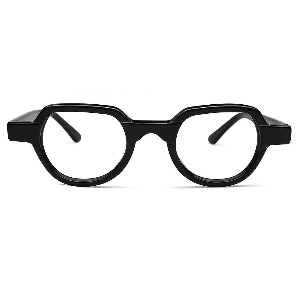Acetate Eyeglasses Optical Frame Full Rim Spectacel Fashion Myopia Glasses Round Shaped High Diopter Suitable Big Nose 26mm Wide