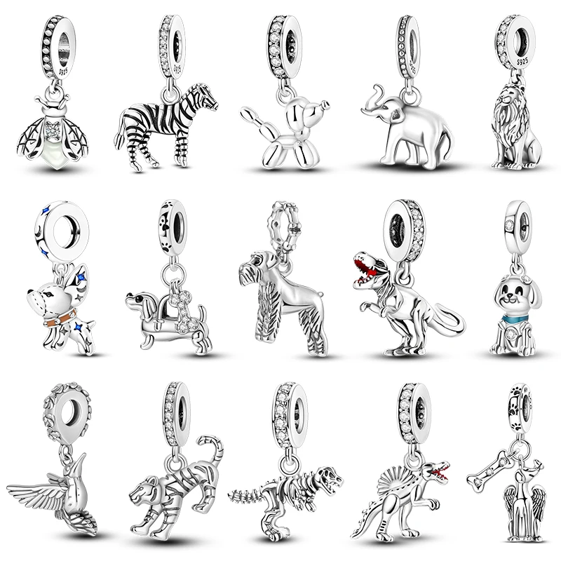 925 Sterling Silver Animal Charms Beads Fit Original Bracelets Bag Keychain Earring Pendant Diy Women Jewelry Gift