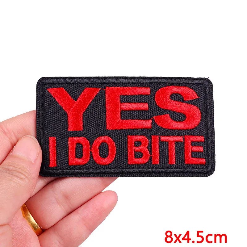 Warning Signage Patch Embroidered Patches For Clothing Danger Warning Sign Letter Iron On Patches On Clothes DIY Fusible Patch