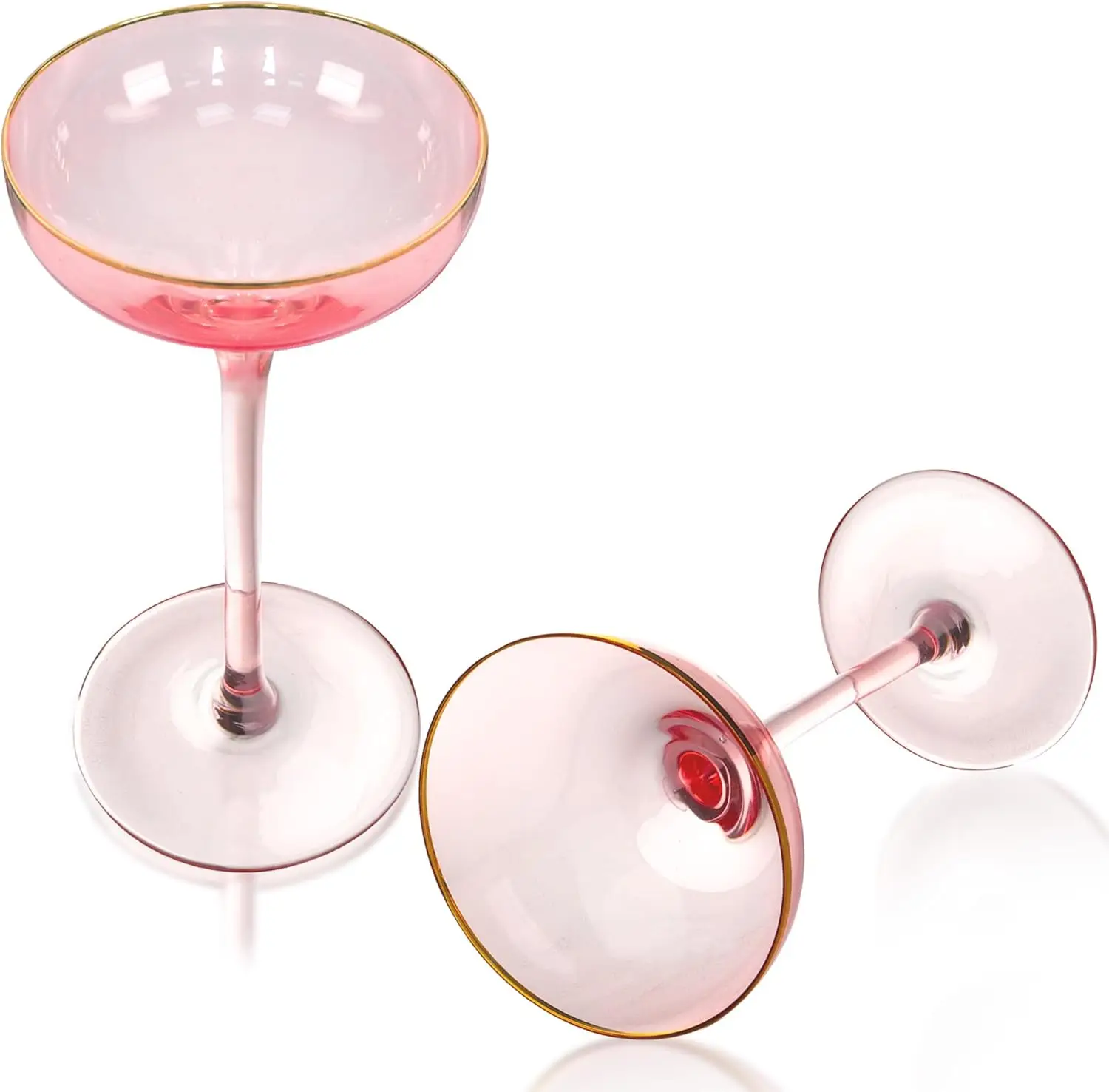 

Pink Champagne Martini Glasses 5 oz, Gilded Cocktail Coupe Set of 2