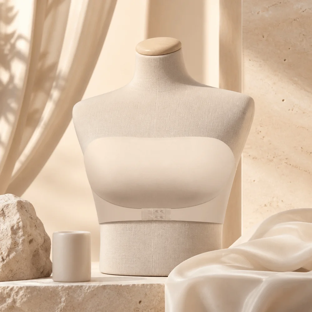 Back Beauty Invisible Strapless Bra Push Up Ice Silk Seamless Bra Removable Padded Underwear Front Button Bra Gril