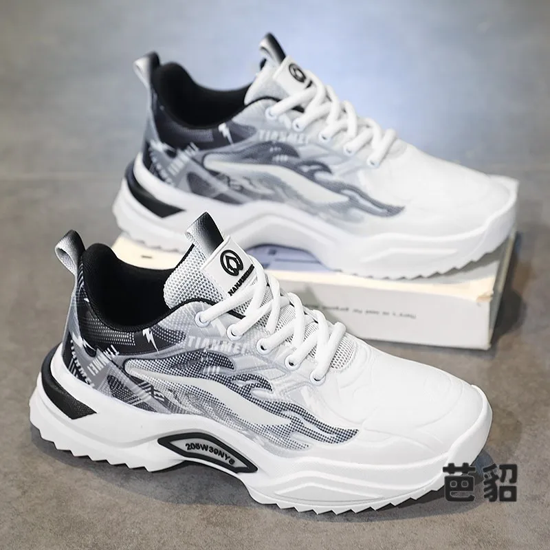 2026 New Men's Running Shoes Sporty Casual Thick Bottom Dad Trendy White Shoes Anti-slip Comfortable Breathable Mesh Inner