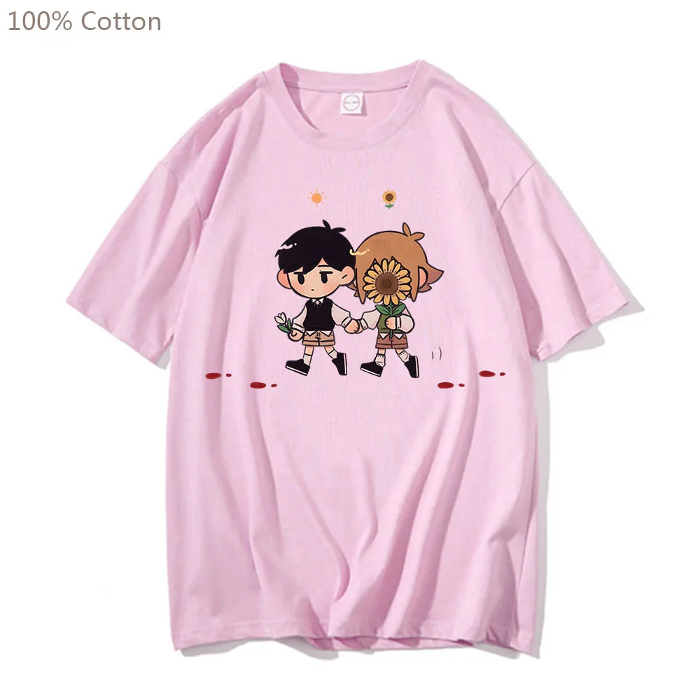 Omori Funko Pop Anime T-shirts Cute Manga Tshirt Printed Graphic 100% Cotton Tee-shirt Large Aesthetic Comic Men/women T-shirt