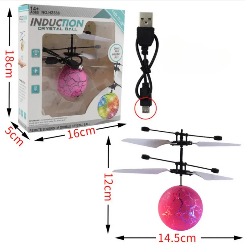 Colorful Mini Drone Luminous RC Flying Ball Helicopter Light Crystal Ball Induction Dron Quadcopter Aircraft Kids Sensing Toys