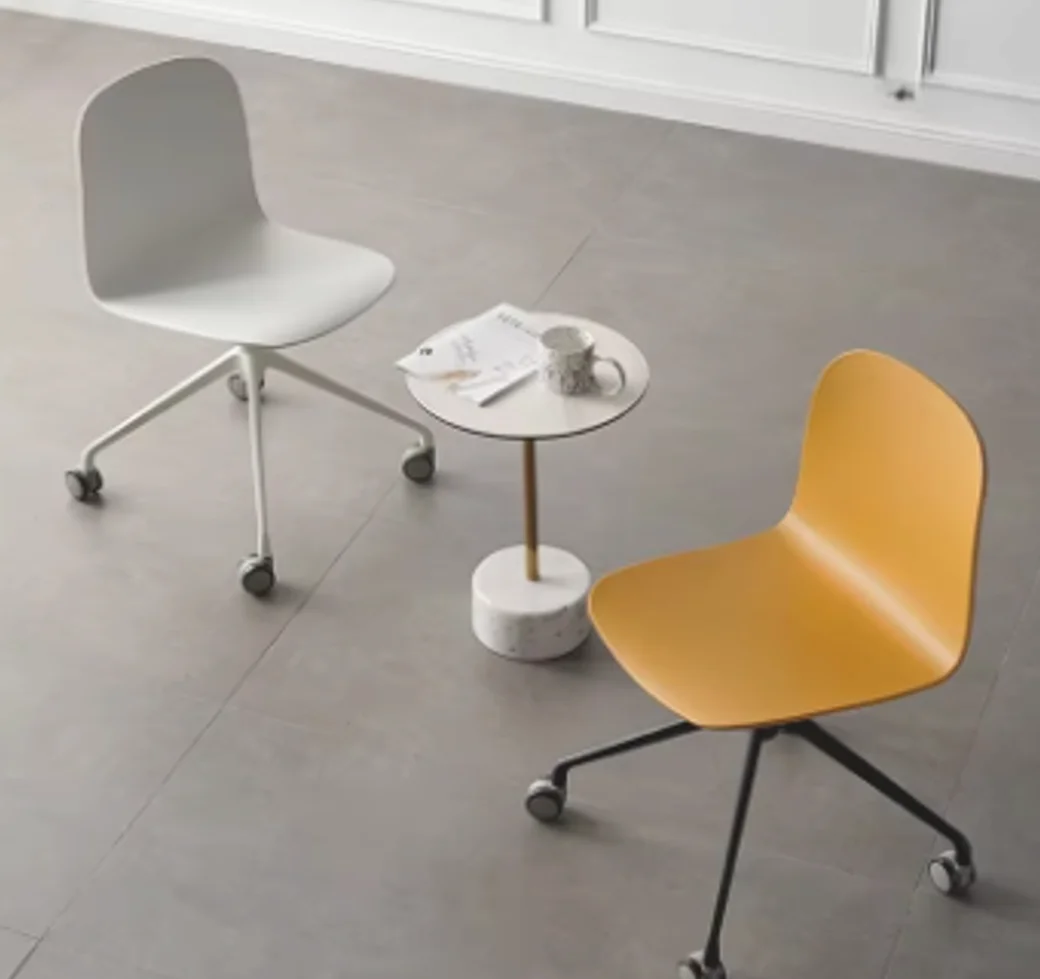 New Nordic Style Multi Functional Armless Chair for Office Home Use Rotatable Wheels Modern Design