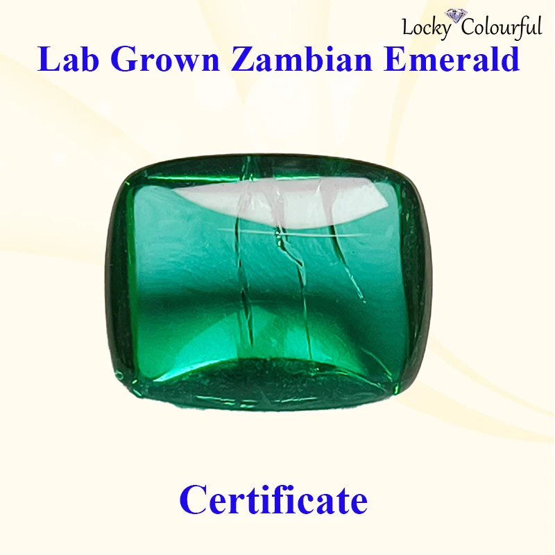 Lab Grown Zambian Emerald Cushion Shape Green Color Selectable AGL Certificate with Cracks Inclusions Inside Charms Bead Pendant