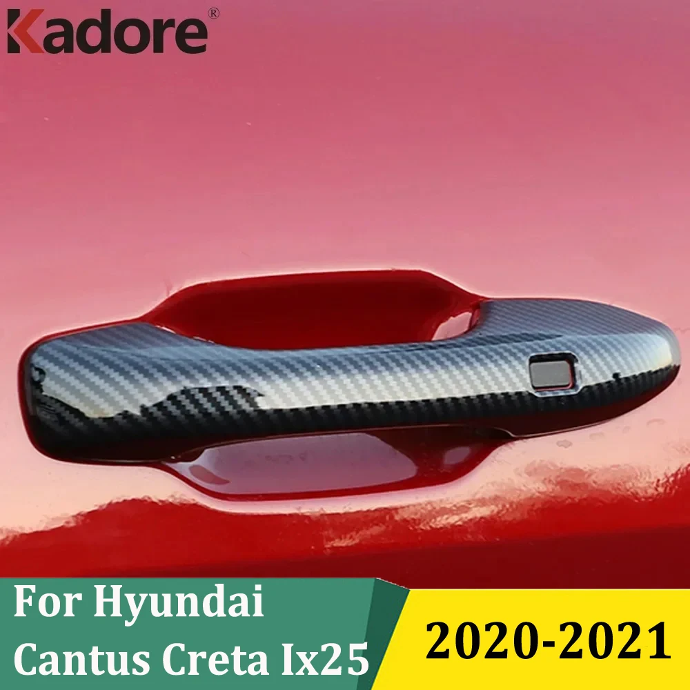 Nakładki na klamki boczne z włókna węglowego ABS do Hyundai Cantus Creta ix25 2020 2021, akcesoria do stylizacji zewnętrznego wyglądu samochodu