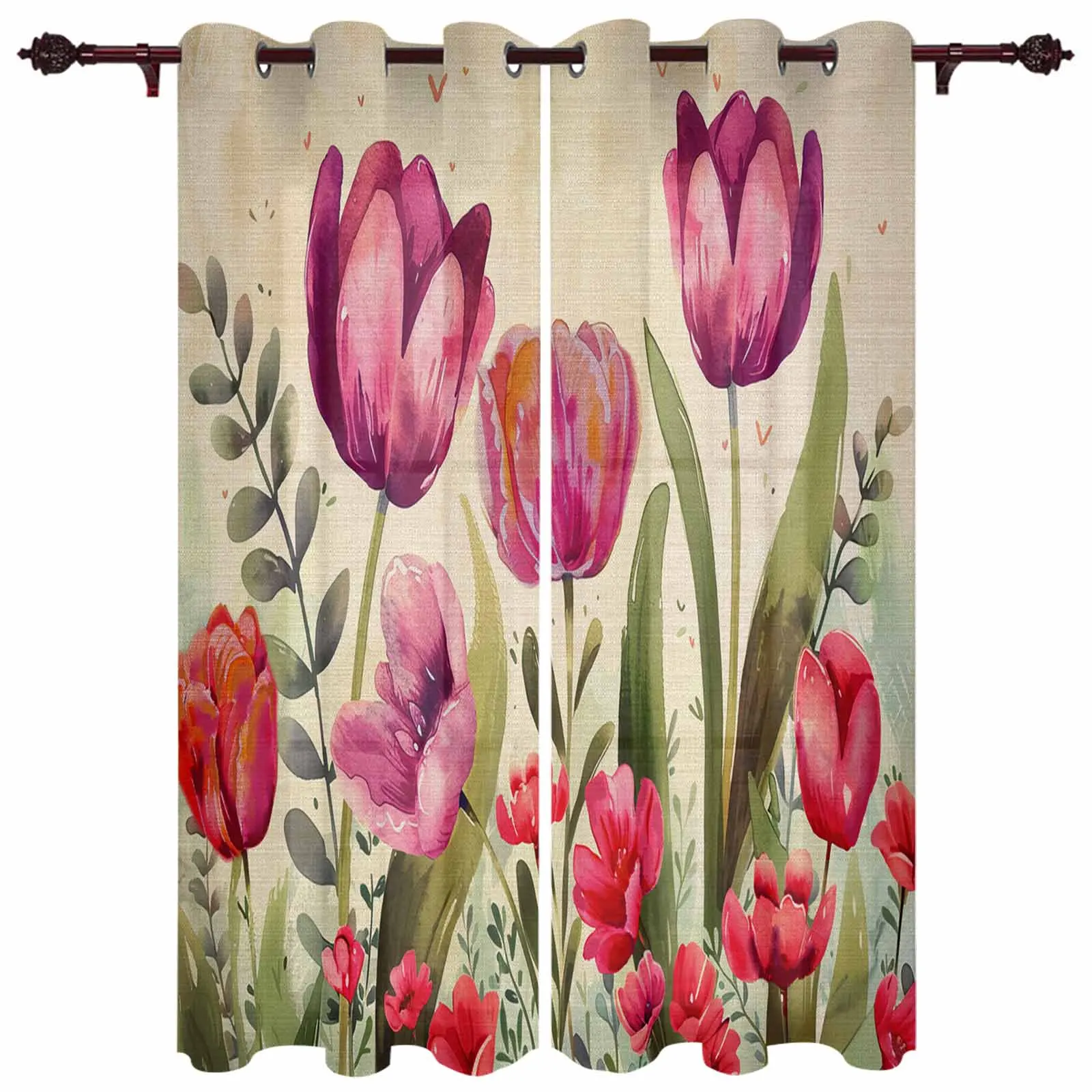 

Flower Tulip Leaf Flower Modern Living Room Decor Window Treatments Drapes Balcony Kitchen Window Curtains