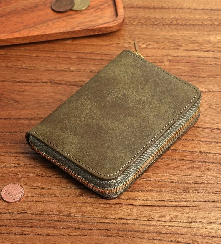 

Мужской кошелек для карт из натуральной кожи, короткие кошельки на молнии в стиле ретро, PUEBLO, унисекс, мужские карманные кошельки