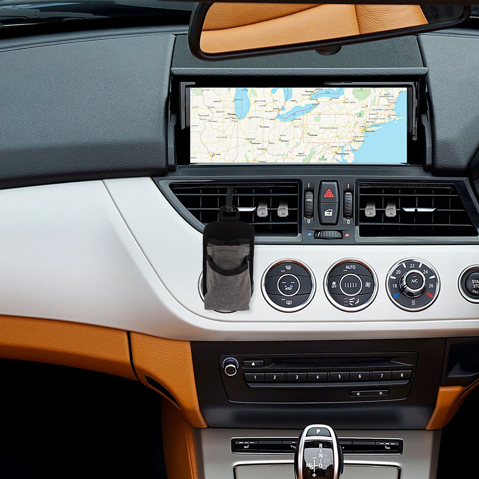 

Car Vent Storage Organizer Grey Multipurpose Air Vent Pocket Mobile Phone Holder Dashboard Pouch Cell Phone Accessory