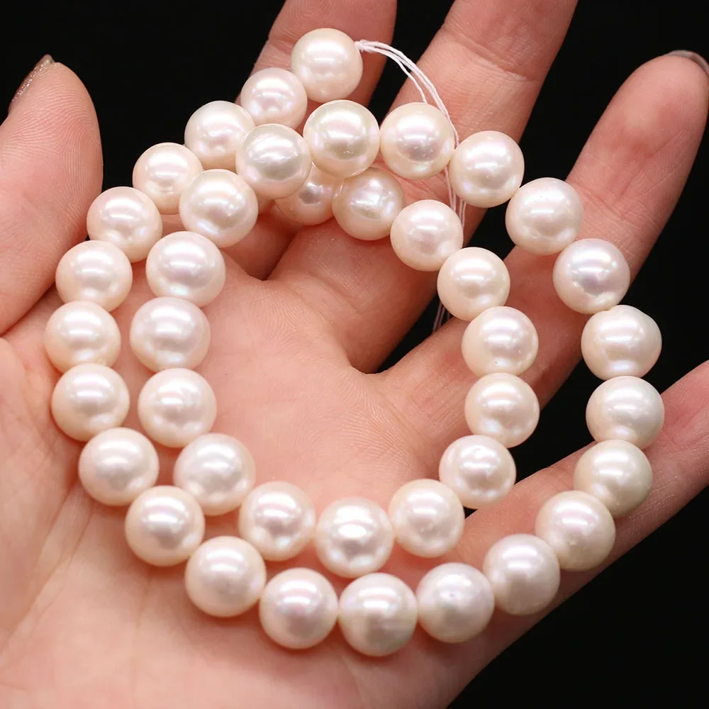 Grade AAA High-quality Pearl Beads 100% Natural Freshwater White Round 10-11mm Bead Jewelry Making DIY Necklace Earring 36CM