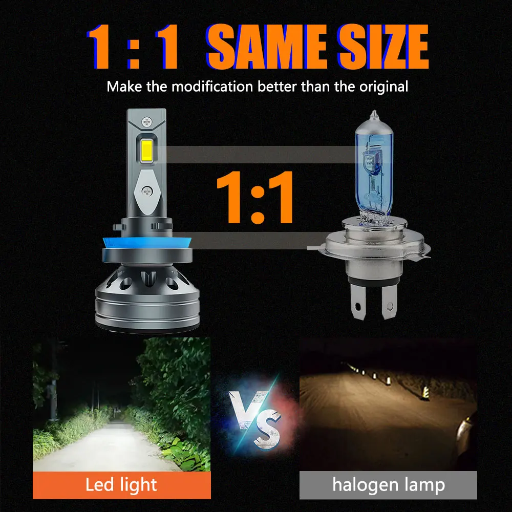 AKE 2 قطعة 1600 واط 500000lm H7 H4 LED المصباح لمبة 1:1 Canbus H1 H11 9005 9006 9012 سيارة العلوي 3570 CSP رقاقة 6000 كيلو مصباح ليد