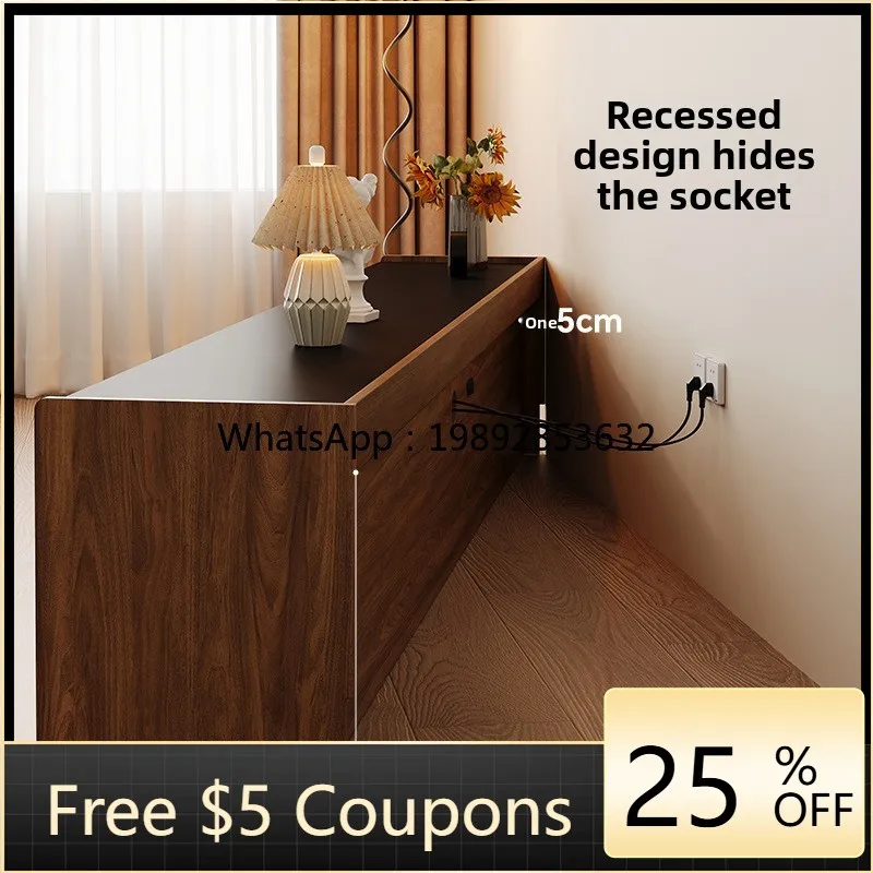 

1YFY TV Cabinet Floor Cabinet Solid Wood Walnut Color Vintage Style Coffee Table Set High-End Feel TV Stand Rock Slab