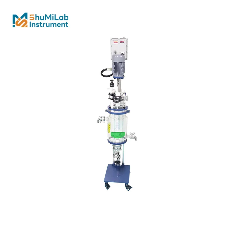 

Лабораторный стеклянный реактор-биореактор с вакуумной рубашкой и взрывозащищенным двигателем для химических работ