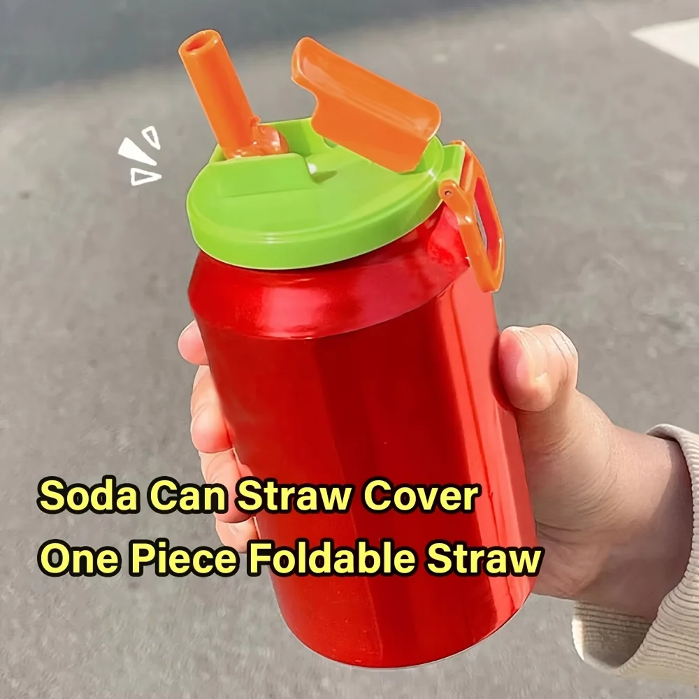 Tapa de lata de Soda portátil, pajita de silicona, tapa de lata de Soda reutilizable, adecuada para bebidas enlatadas, utensilios para beber jugo de cerveza, 1/2 Uds.