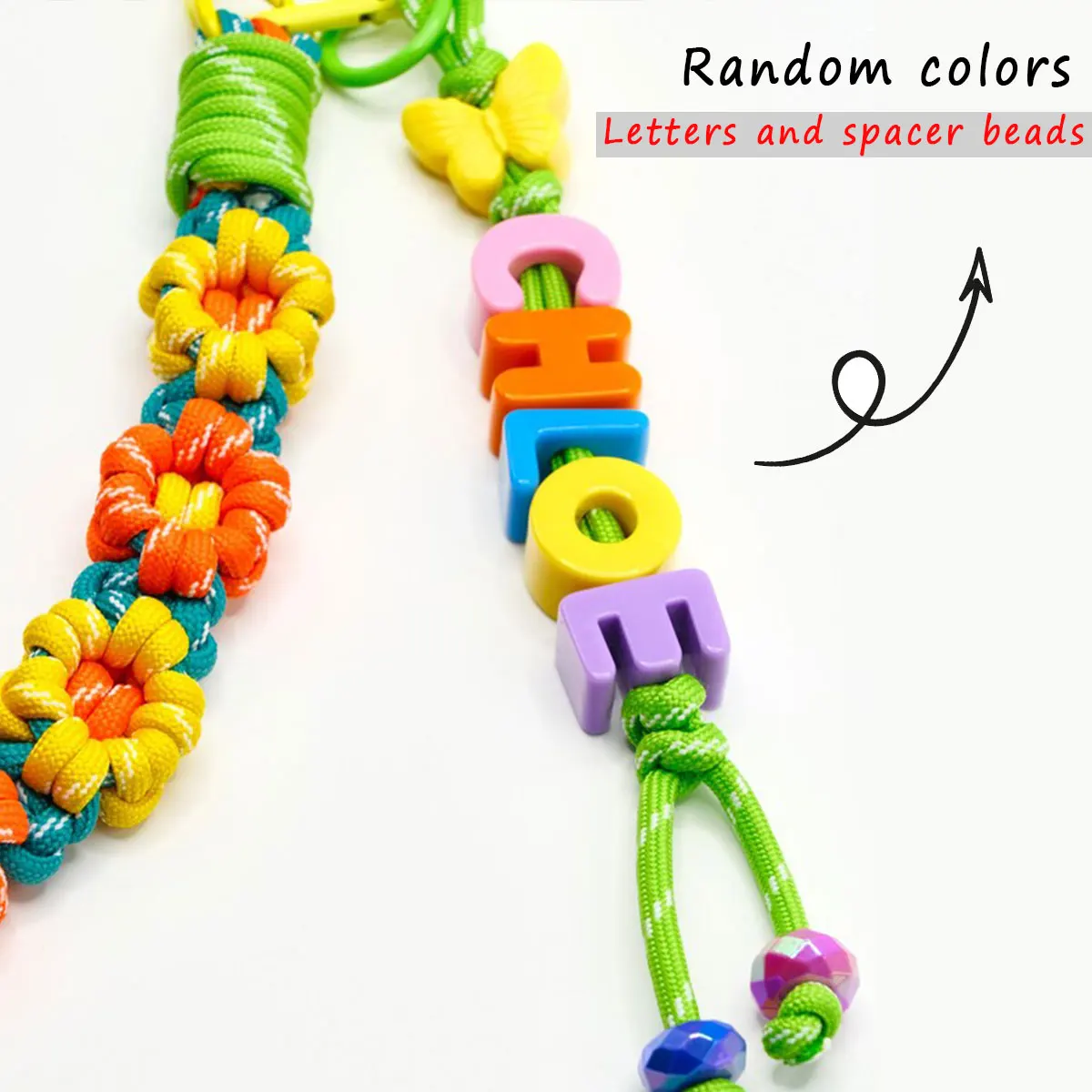 Personalized Acrylic Colorful Letter Hand-Woven Rope Keychain
