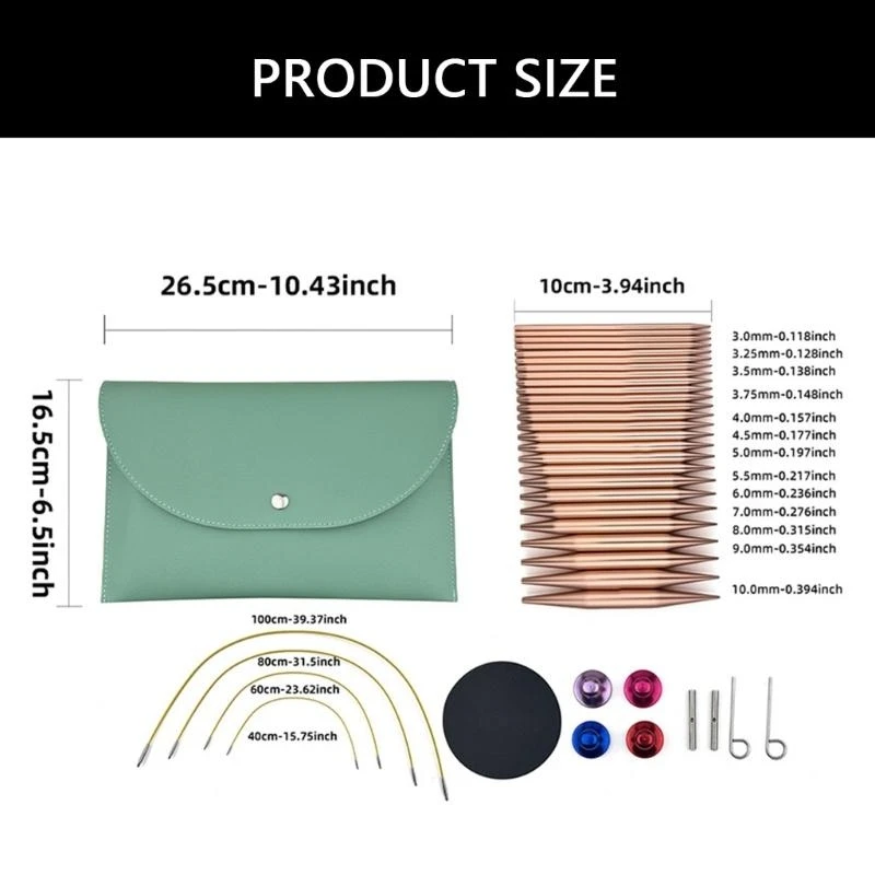 

13Pairs Interchangeable Circular Knitting Needle Set 3.0mm-10mm for Knitting Sweater Sock Aluminum Knitting Needle Set 87HA