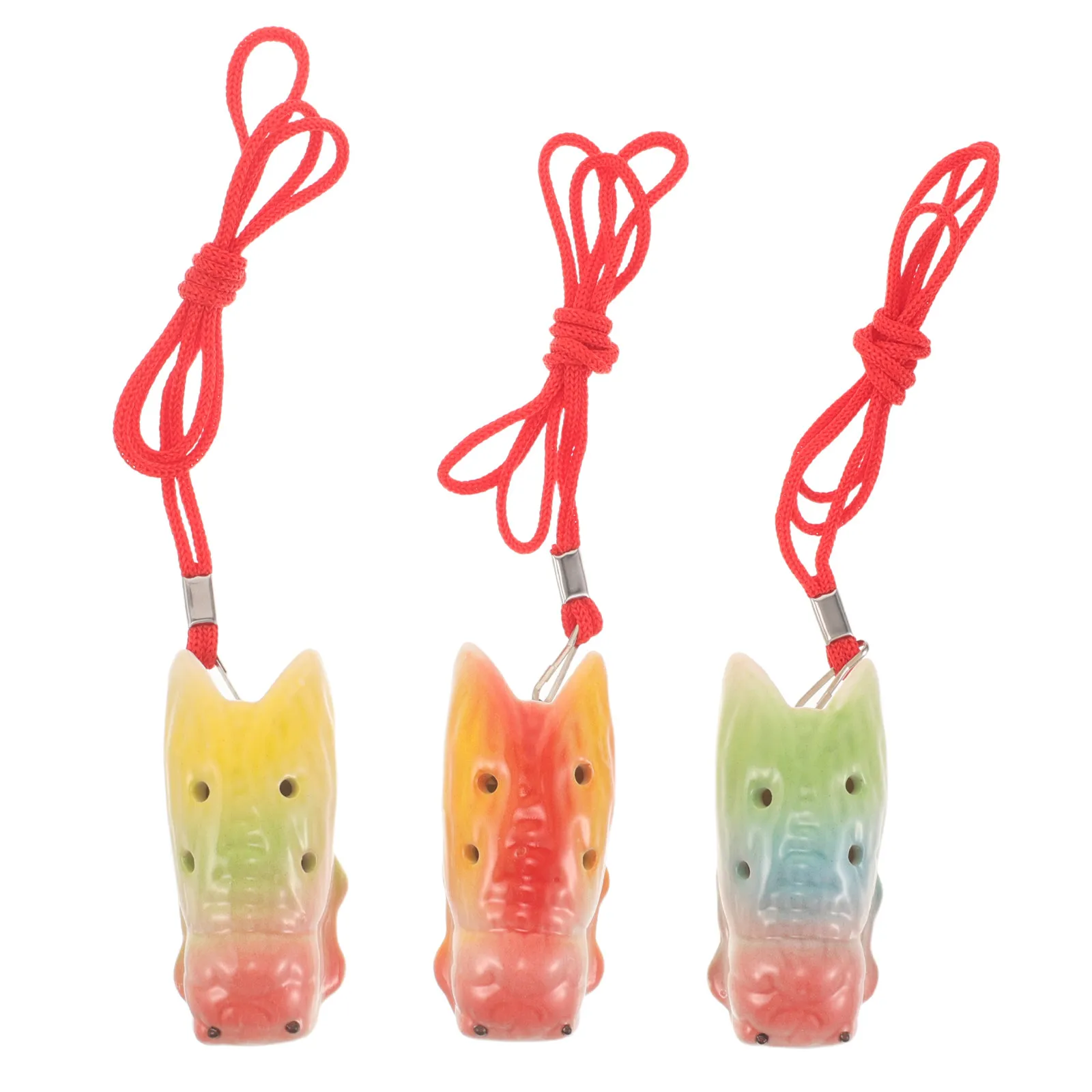 3 Pcs 4 Hole Ocarina Animal Ceramic Bird Caller Water Whistle Warbler Classical Whistles Children 4-hole Alto Instrument