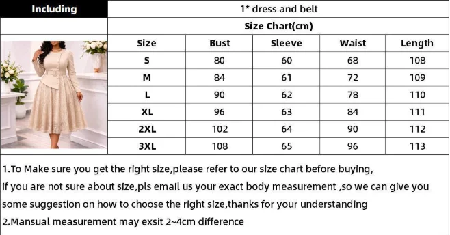 JENYAGE Damen Einfarbiges, schlichtes, langes Kleid mit Rundhalsausschnitt, Gürtel, Peplum-Spitzenrock, A-Linie, formelles Kleid für Hochzeitsgäste und Partys – Detail 1
