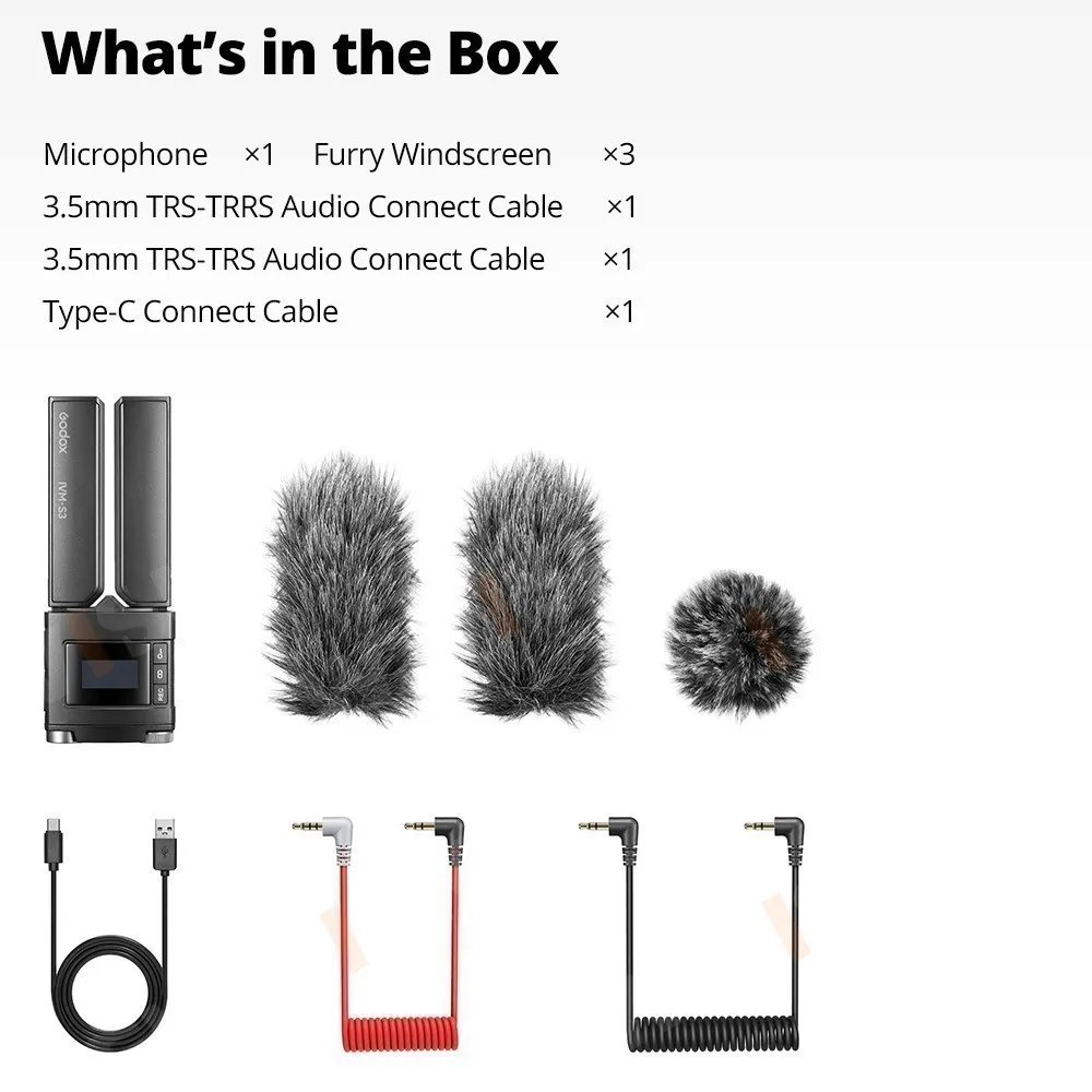 Godox IVM-S3 Machine-top Gun Type Cardioid Microphone with Built-in Lithium Battery for DSLR Phones Live Outdoors Interviews