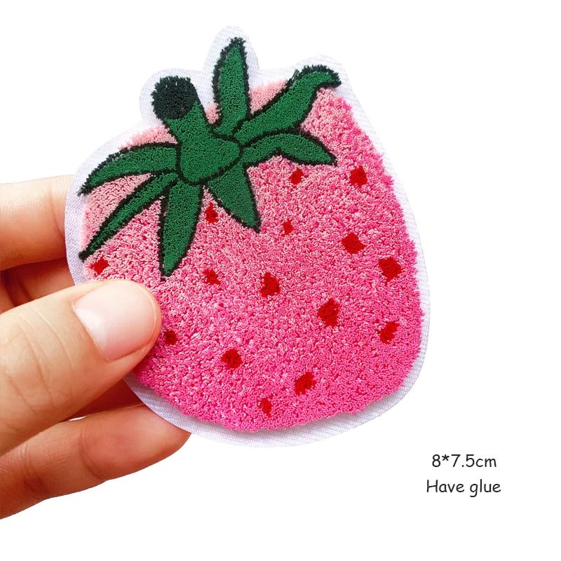 Wholesale patch badge strawberry watermelon embroidery patch cartoon animal embroidery badge parches termoadhesivos para ropa