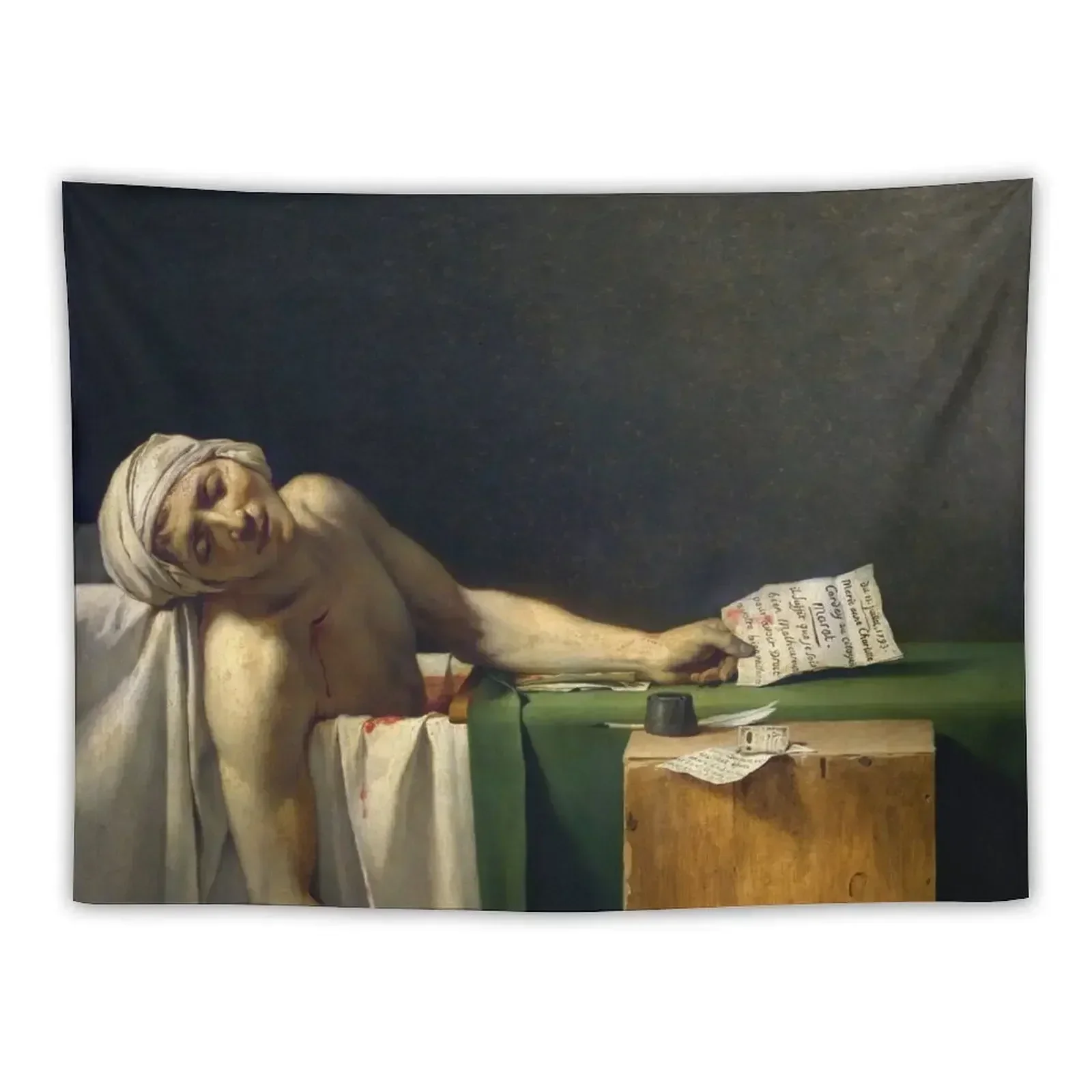 

Jacques-Louis David - The Death of Marat Tapestry Aesthetic Room Decoration Decoration Aesthetic Funny Tapestry