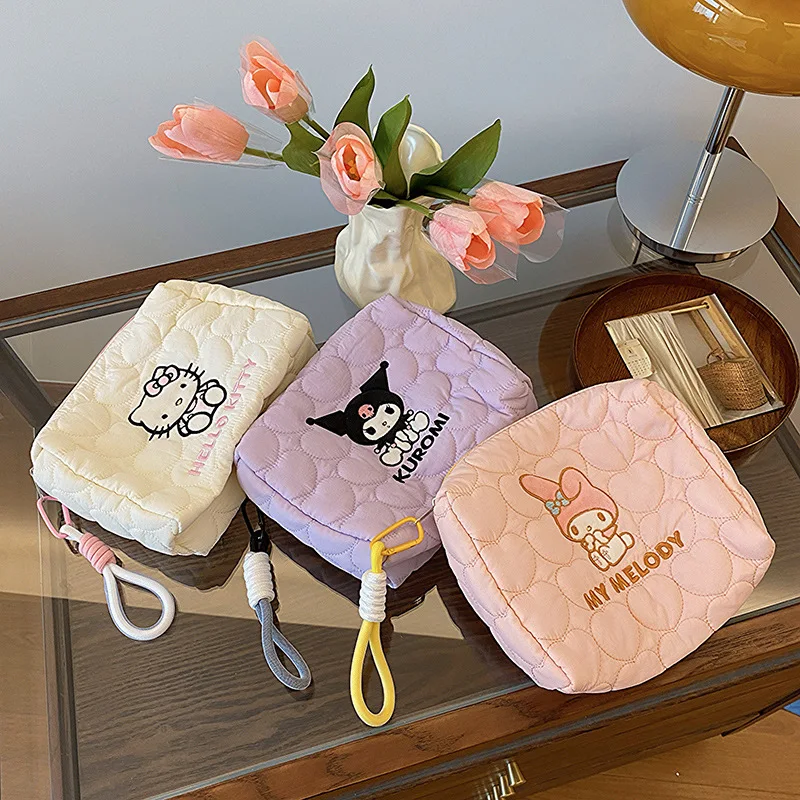 Cartoon Kuromi Katie Cat Storage Bag Large Capacity Washroom Handheld Sanrio Makeup Bag