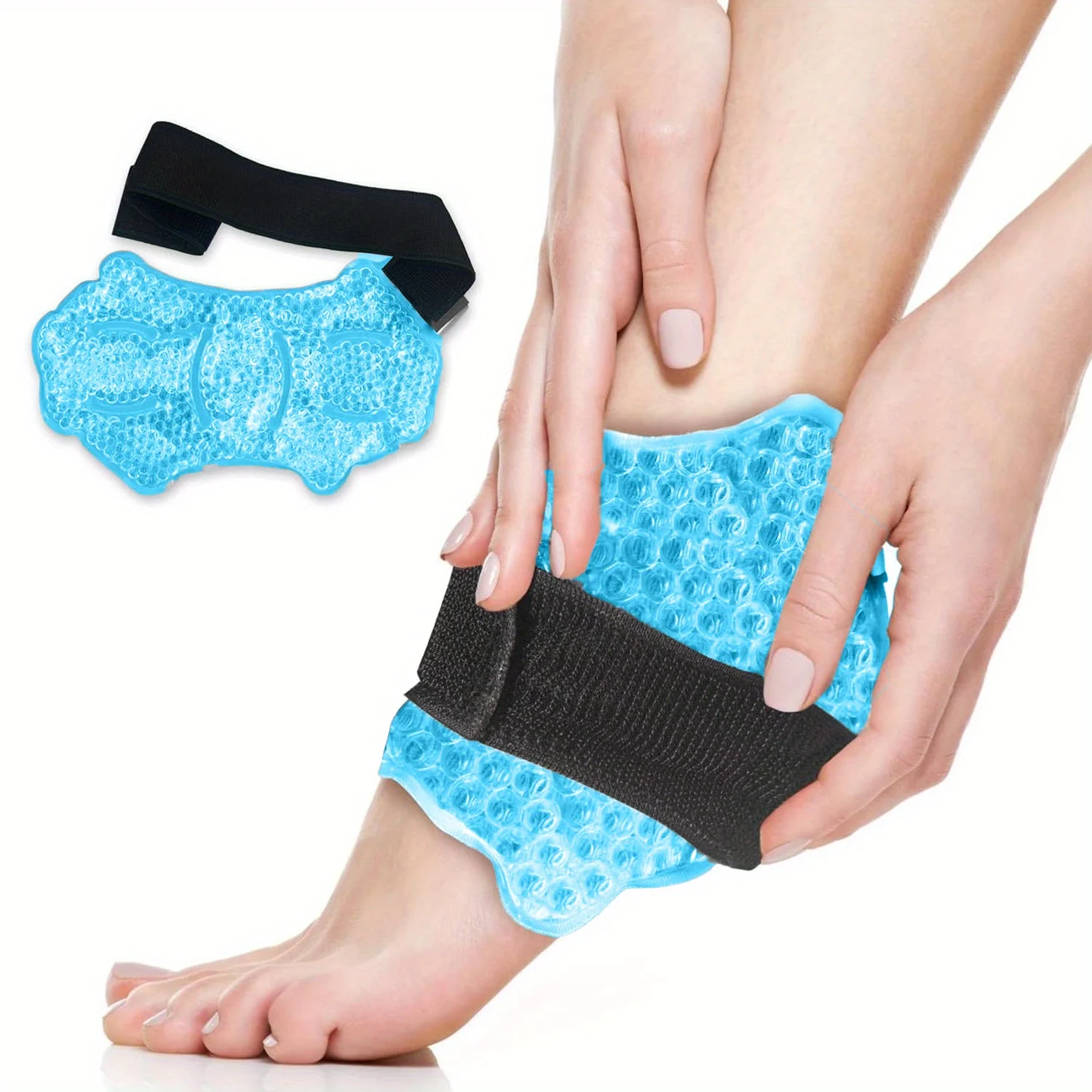 Compresa de hielo para tobillo y pie con compresión fría para relajación post-entrenamiento, almohadillas de gel frío para el cuidado del talón y los pies, uso en frío y en caliente