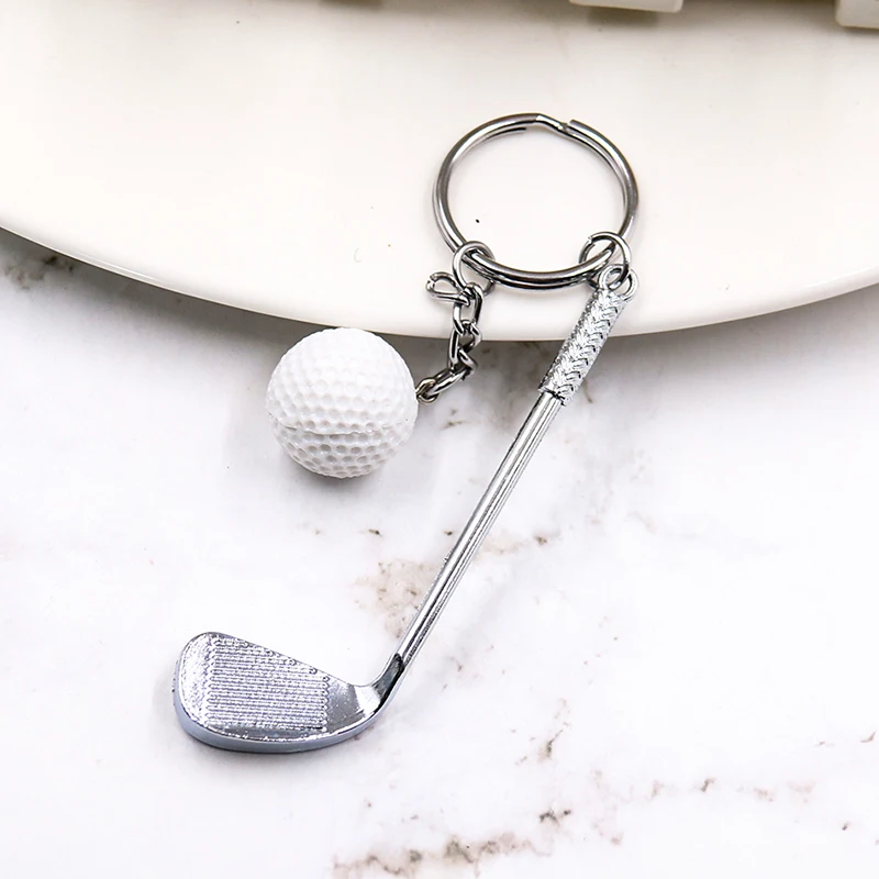 Mini Simulation Golf Racket Ball Pendant Keychain Metal Tennis Keyring Sports Clubs Purse Charm Holder Bag Ornament Jewelry Gift