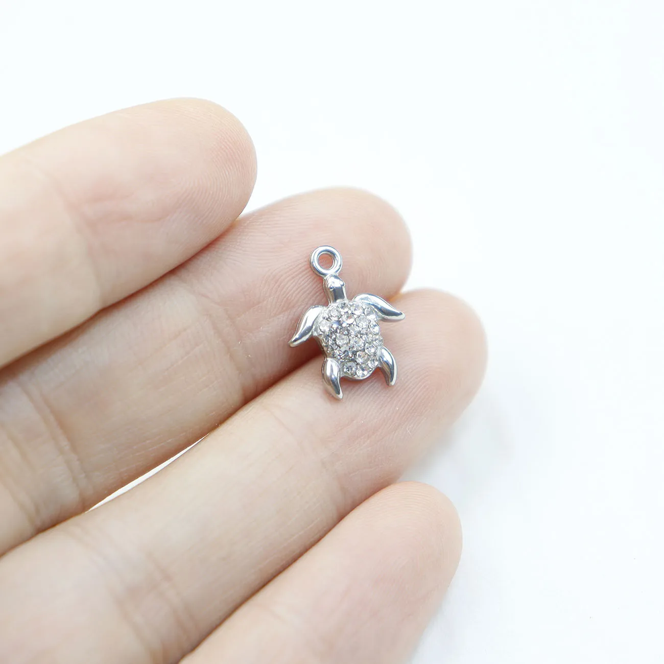 3pcs 11*14mm StainlessSteel Anti-allergy Tortoise Rhinestones Women's High Quality Fashion Jewelry Charms Accessory DIY Necklace