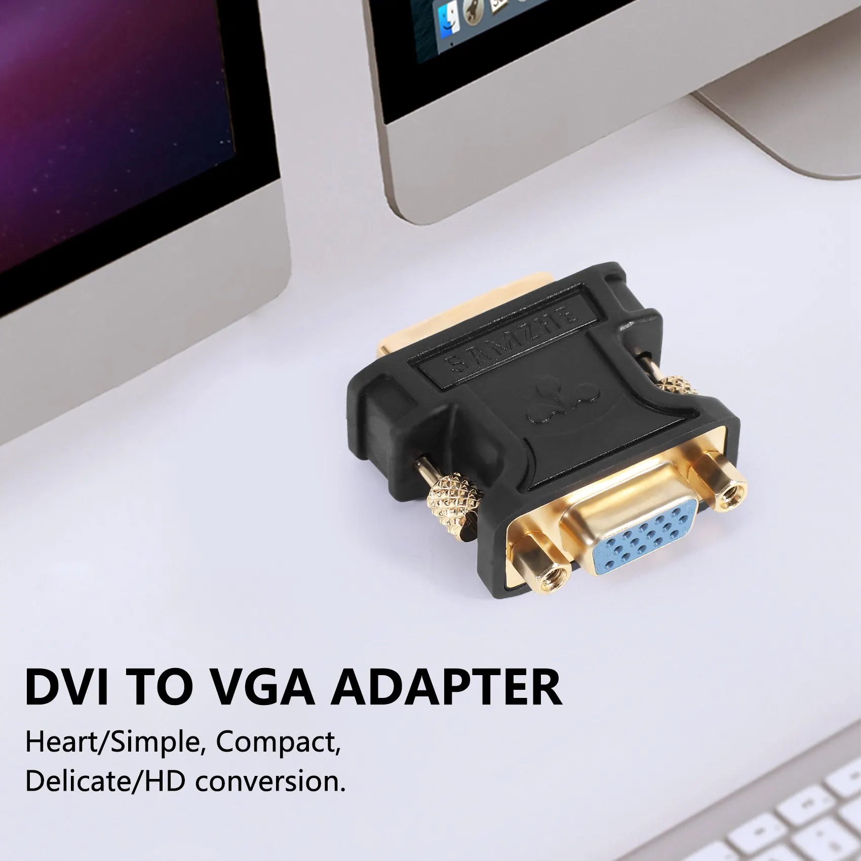 DVI-zu-VGA-Adapter DVI-D-zu-VGA-Stecker-zu-Buchse-Konverter unterstützt 1080P Full HD von Laptops, PCs und Projektoren