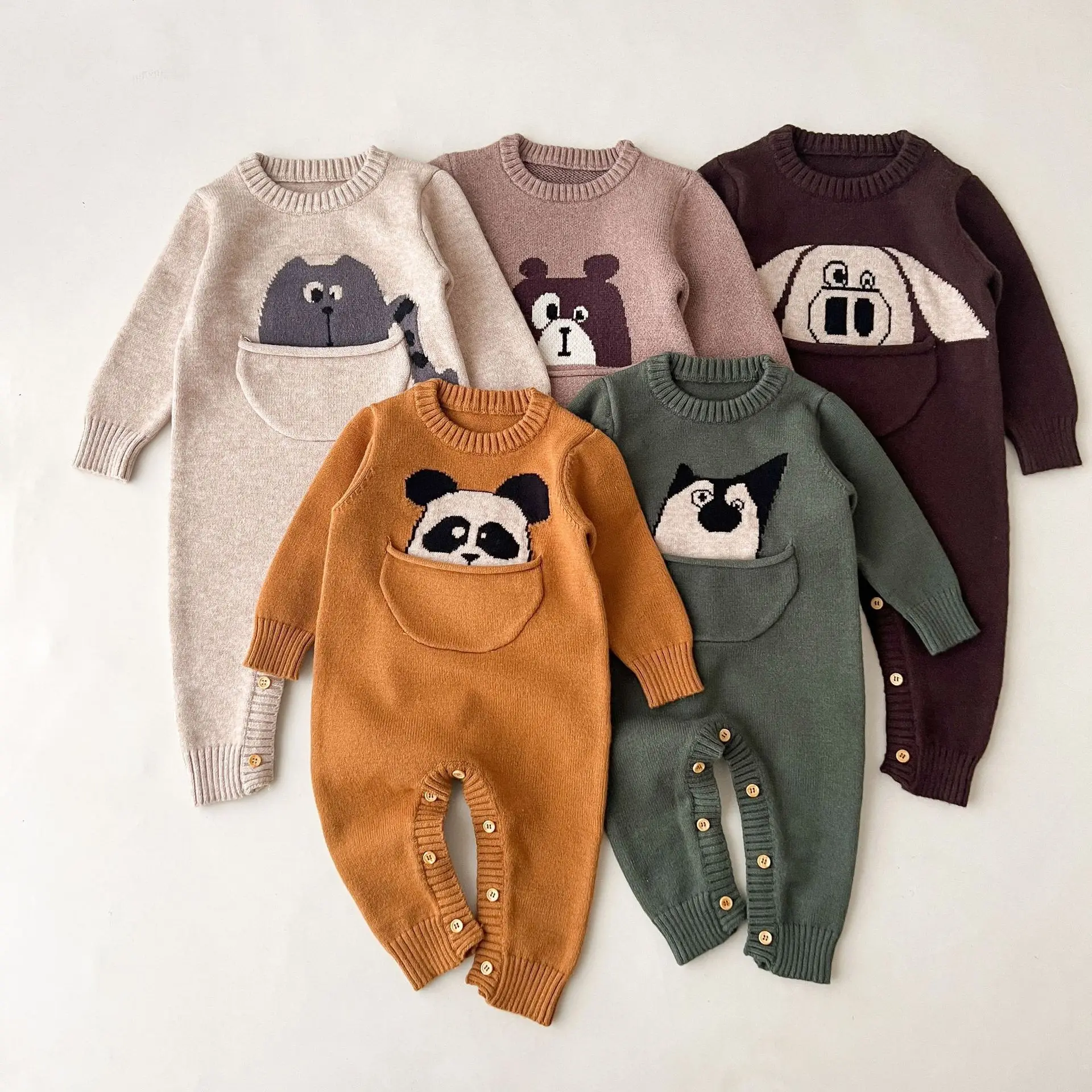 

2024 New Spring Autumn Newborn Baby Girls Boys Knit Jumpsuit Babe Girl Cartoon Cute 0-24 Months Toddler baby Romper Clothes