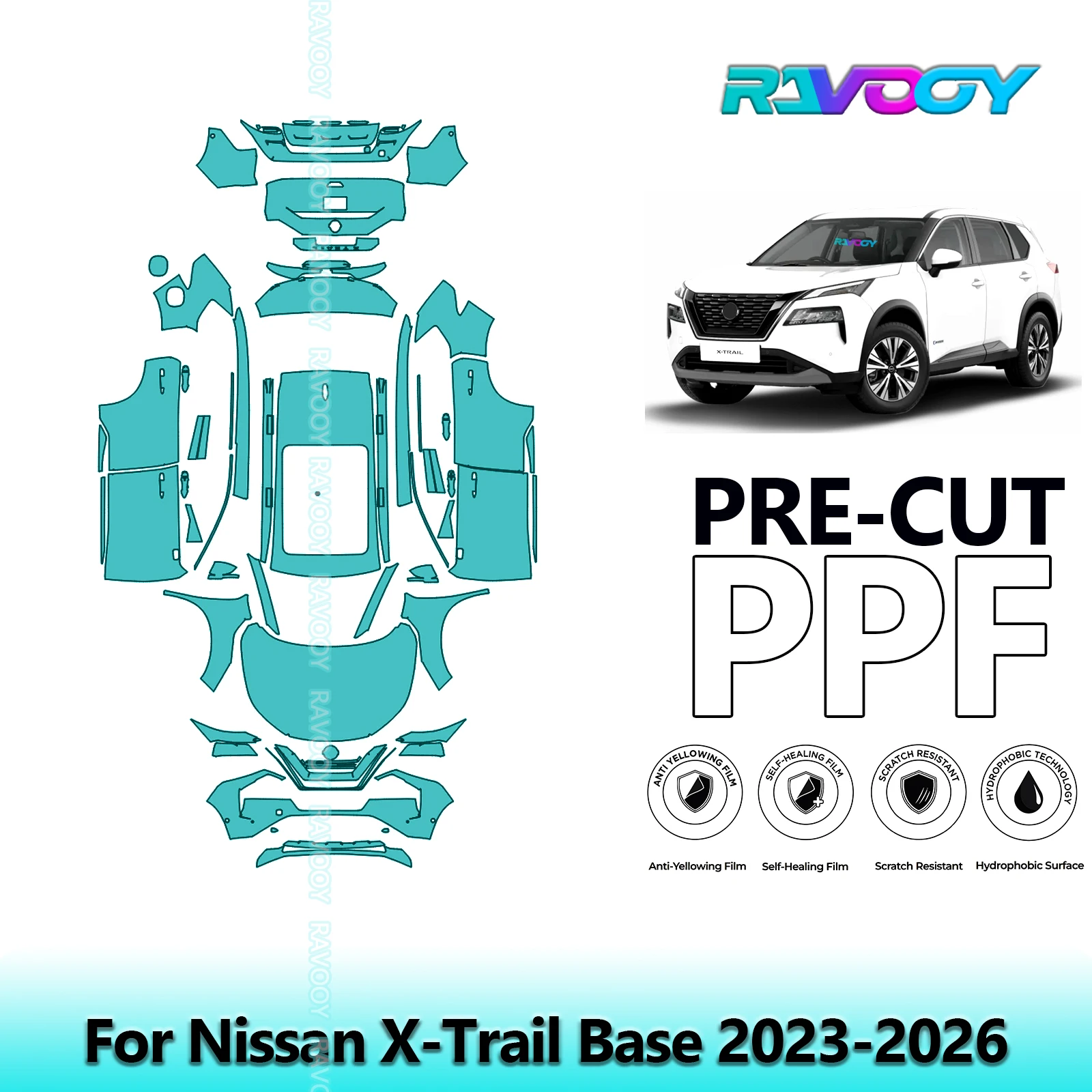 For Nissan X-Trail Base 2023-2026 Full Exterior Body 8.5Mil Pre-Cut Paint Protection Film Stone Chip Kit Clear/Matte/Black