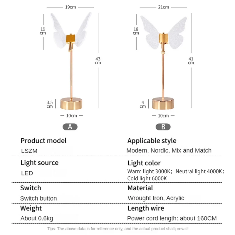 アクリルとゴールドの蝶のレトロなLEDランプ,オフィス,ホテル,ヴィラ,アート装飾ライト,リビングルーム,ベッドサイドテーブル,ナイトライト