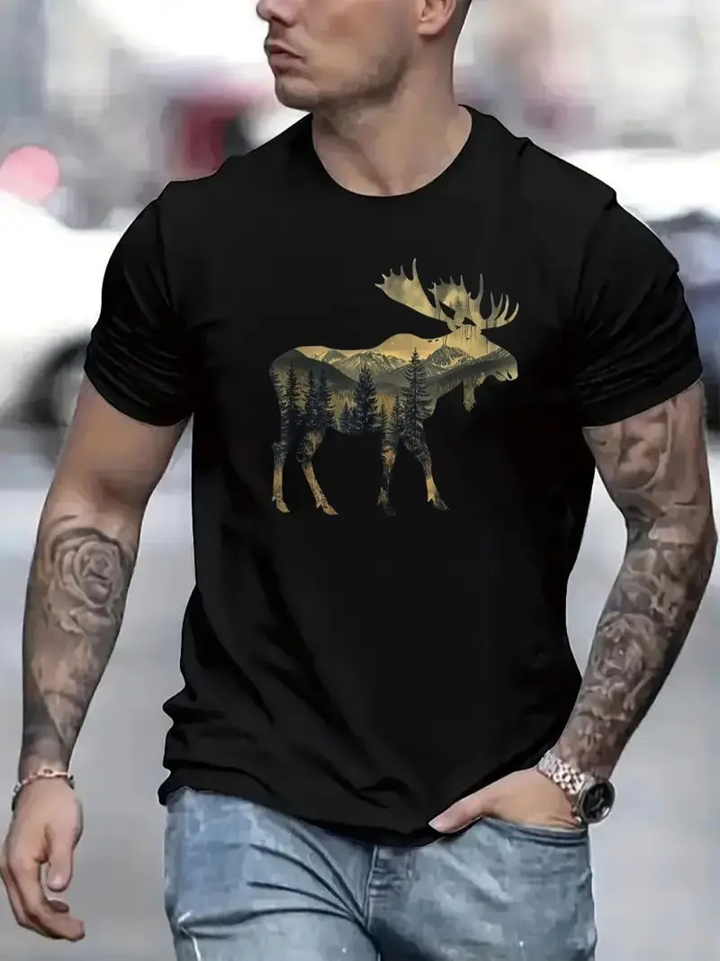 Men Casual Short Sleeve Tee 1 Pcs 100% Heavy Cotton, Comfortable Crew Neck, Soft Adorable Tees Tops, Daily Wear Gift For Him