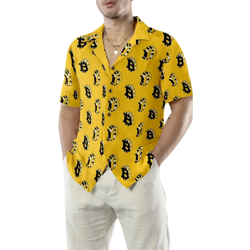 

Cool Bitcoin Crypto 3D Printed Shirts For Men Clothes Fashion Mystery Money Beach Shirt Casual BTC Short Sleeve Kids Blouses