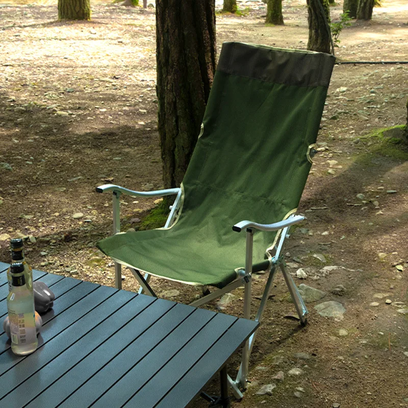 HYS Outdoor Folding Chair Portable Aluminum Alloy Beach Chair Travel Fishing Camping Folding Chair Lunch Break Back