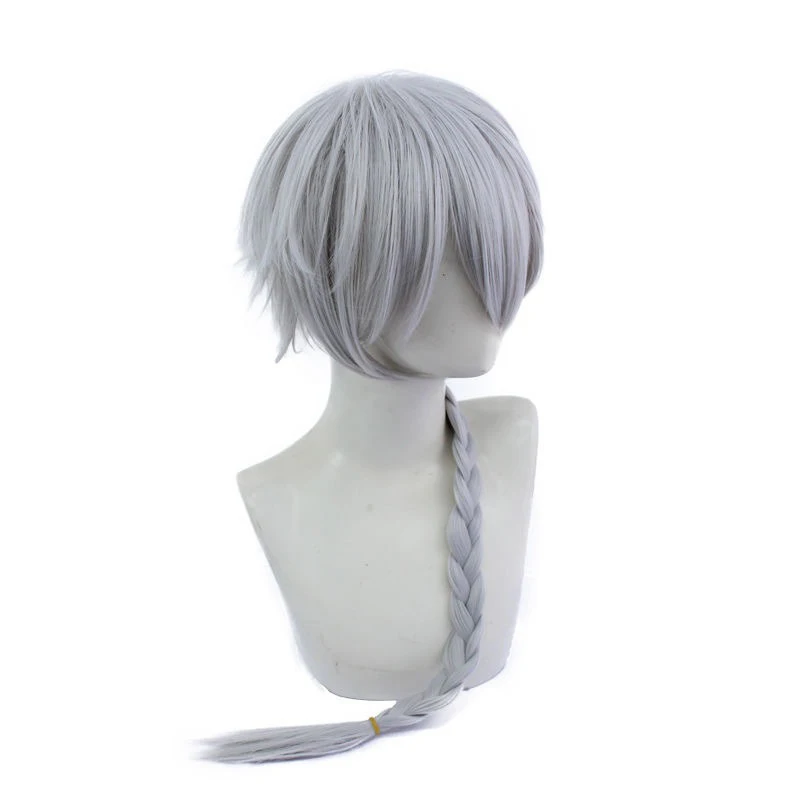 Szara Peruka z Długimi Włosami w Stylu Wenge, Unisex, Peruka Cosplay Anime Gogol, Modna, Wyrazista, na Festiwal, Imprezę, do Codziennego Noszenia, Pełna Peruka