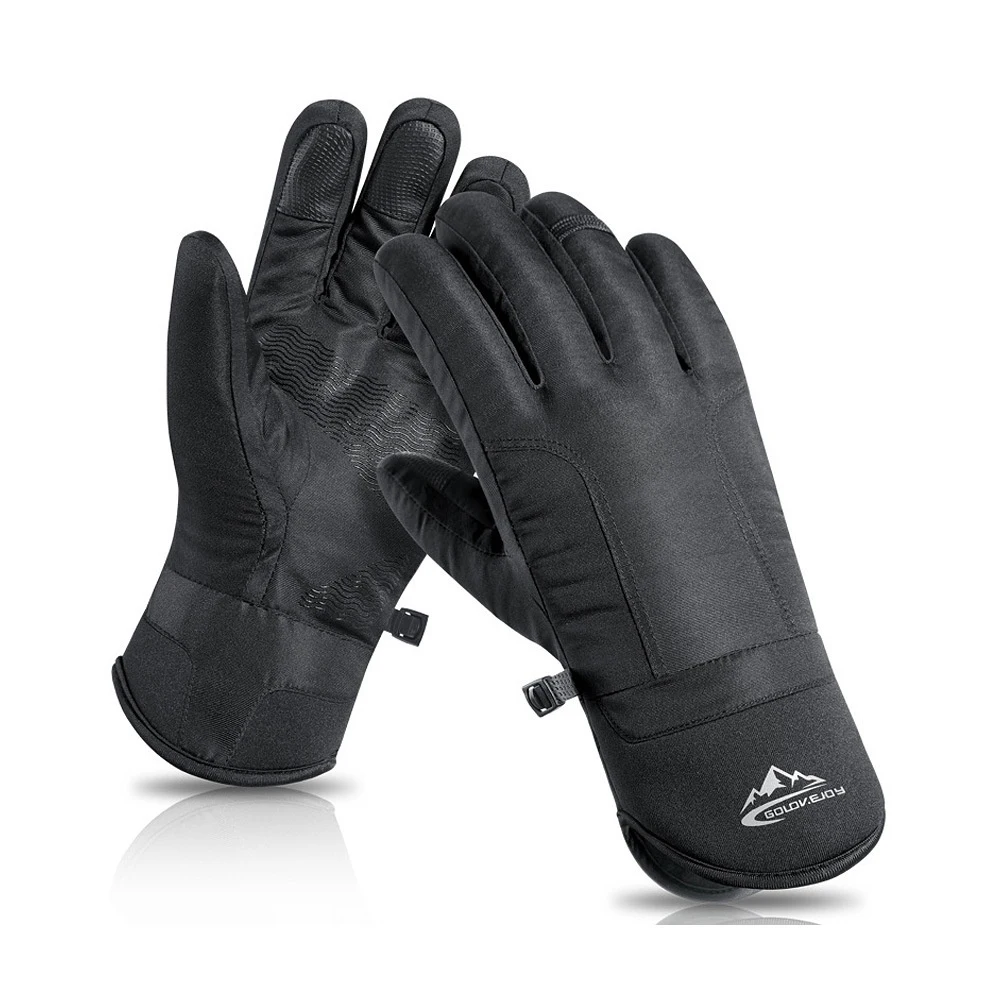 قفازات التزلج الشتوية للرجال دراجة جلدية دافئة تعمل باللمس قفازات كاملة الأصابع مقاوم للماء دراجة خارجية ركوب الدراجات Moutainteering