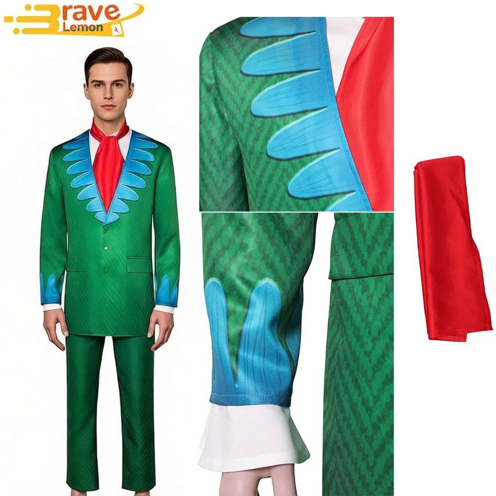 

Fantasia Mr.9 Cosplay Pirate Costume Live Action Men Green Coat Shirt Pants Neck Tie Clothing Set Halloween Carnival Party Suits