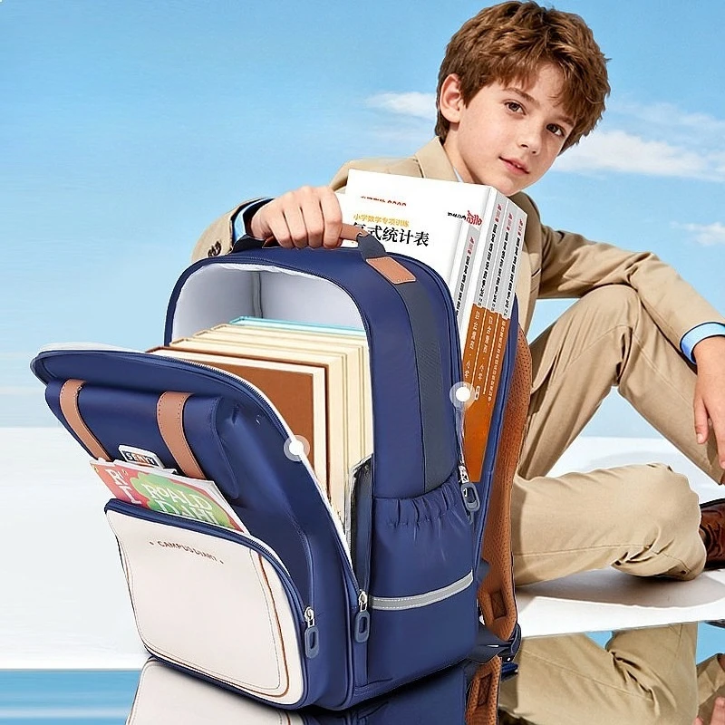 Spine Protection Lightweight School Backpack For Kids Large Capacity Shoulder Bag For Grade 1-6 Primary Students