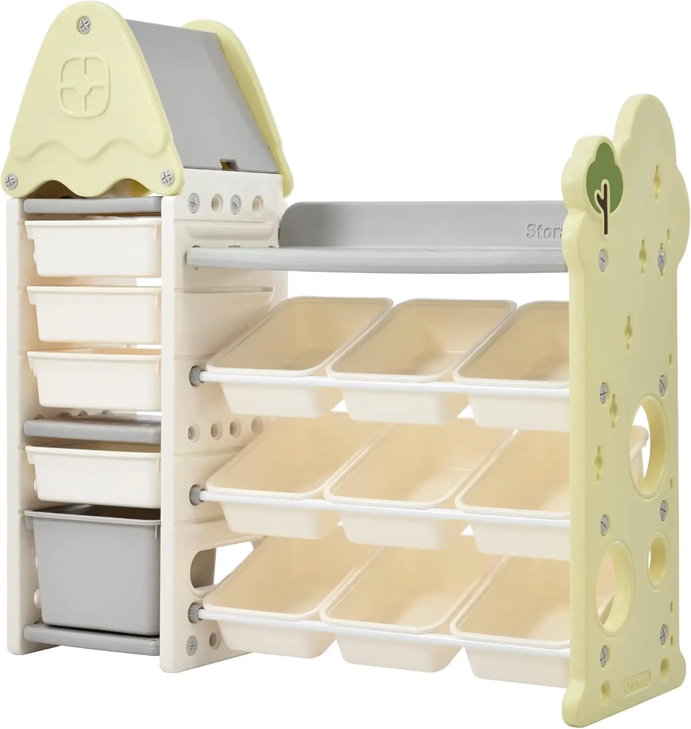 Penyimpanan mainan Organizer dengan 14 keranjang, multi-fungsional Nursery Organizer furnitur anak-anak penyimpanan mainan Unit kabinet dengan HDPE dia